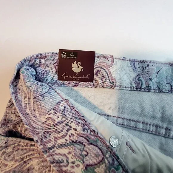 Gloria Vanderbilt Amanda Capri Jeans Lavender Kiss Prussian Paisley Print Size18 - Picture 11 of 16